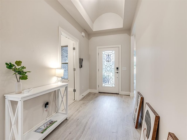 entryway with light wood-type flooring