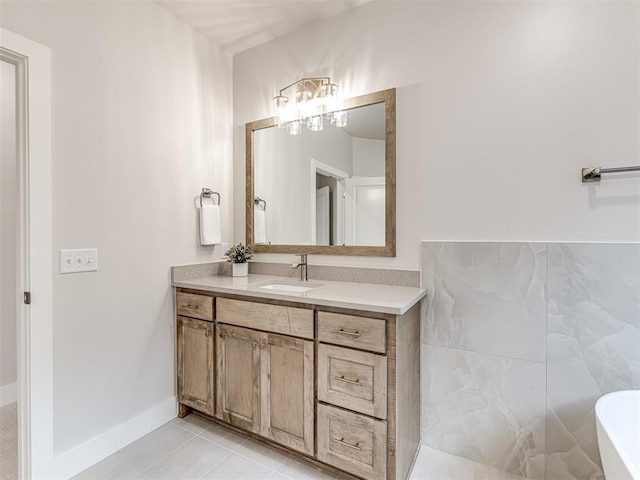 bathroom featuring vanity and tile patterned flooring