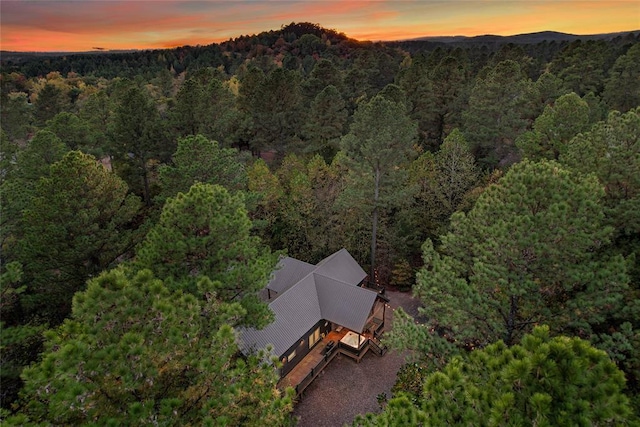 view of aerial view at dusk