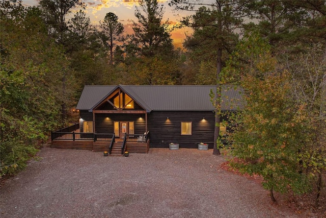 view of log home