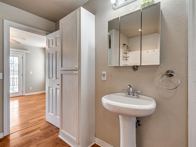 bathroom featuring hardwood / wood-style flooring