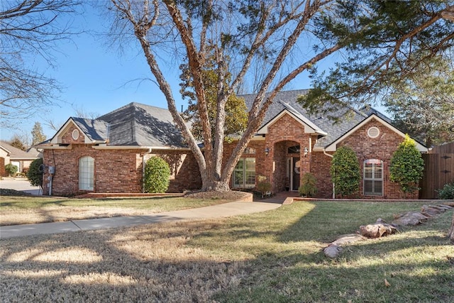 view of property with a front lawn