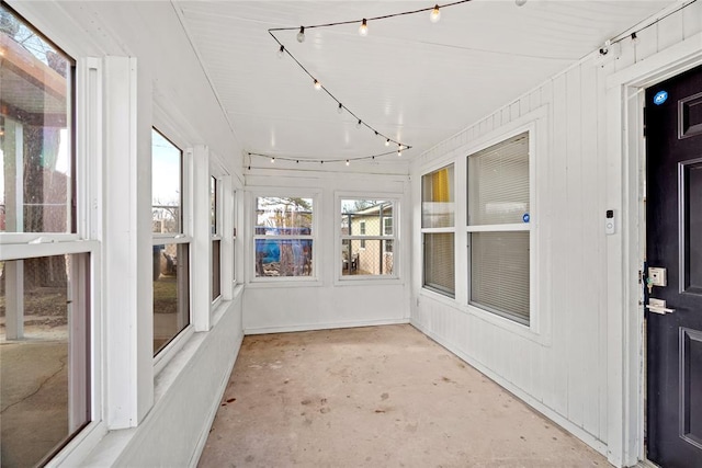 view of unfurnished sunroom