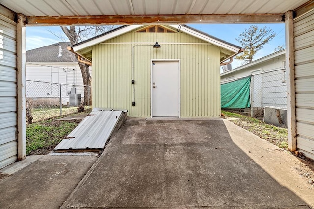 view of outbuilding with central AC