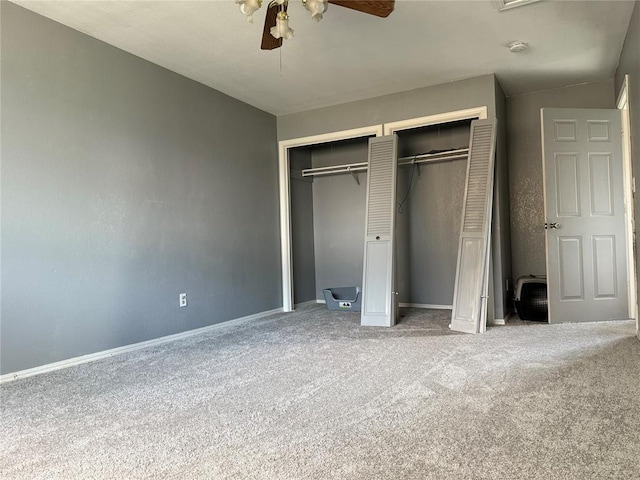 2601 S May Ave, Oklahoma City, OK 73108 - unfurnished bedroom featuring multiple closets, carpet floors, baseboards, and ceiling fan