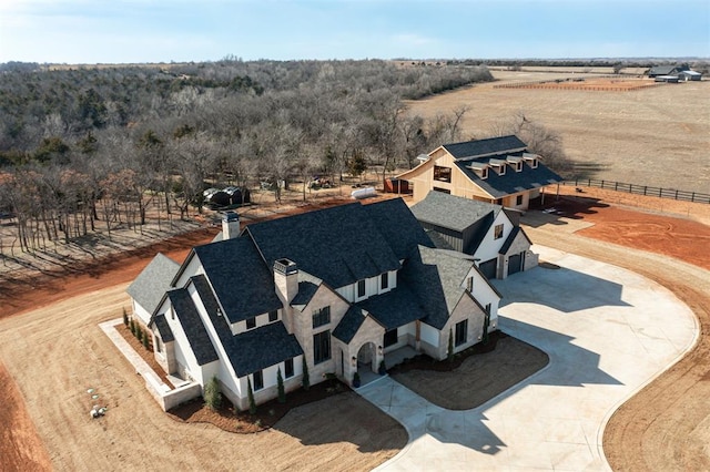 aerial view with a rural view