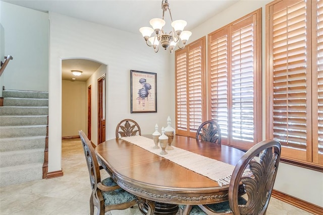 dining area with a chandelier