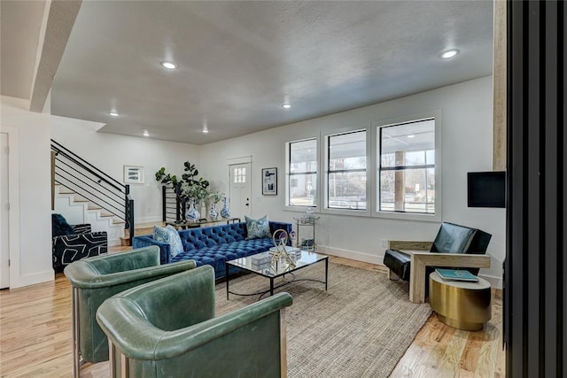 living room with light wood-type flooring