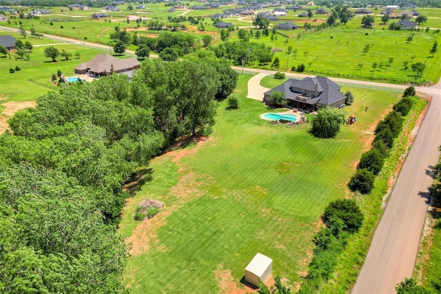 aerial view featuring a rural view