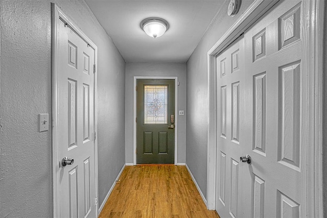 entryway with light hardwood / wood-style flooring