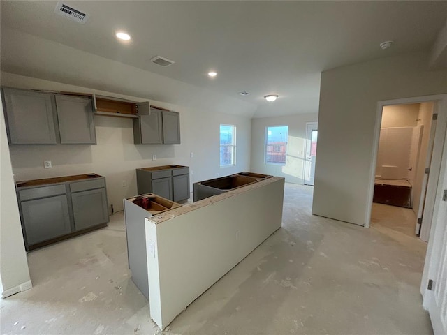 kitchen featuring gray cabinetry