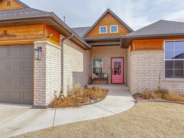 entrance to property featuring a garage