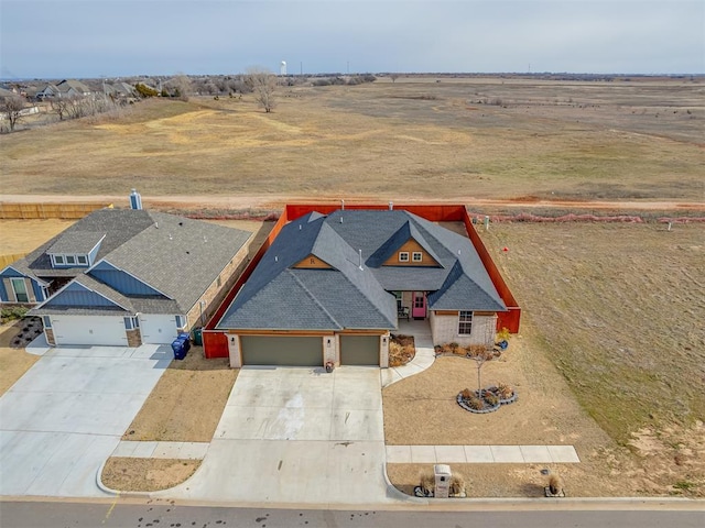 drone / aerial view featuring a rural view