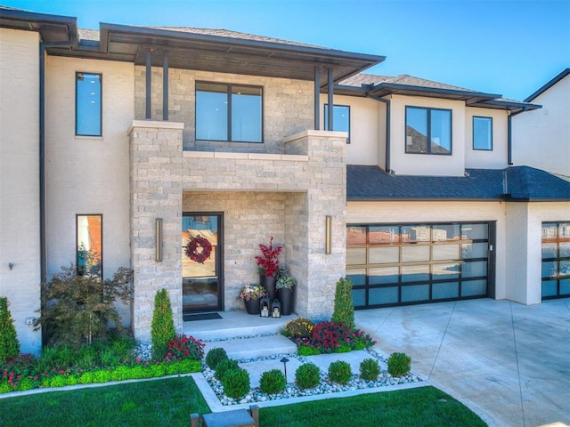 view of front of house with a garage