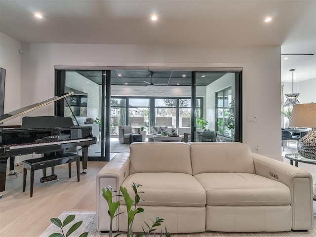 living room featuring light hardwood / wood-style flooring