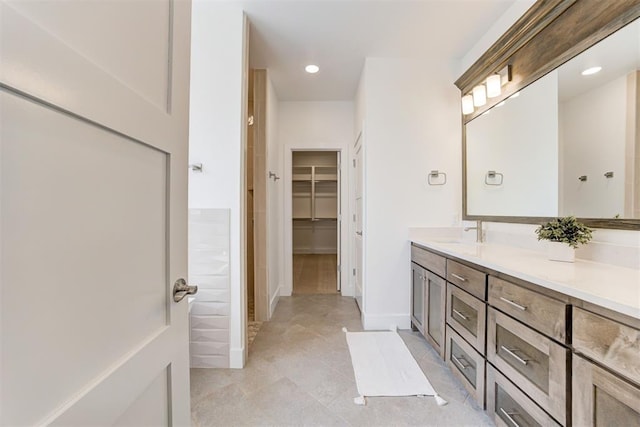 bathroom featuring vanity and tile patterned floors