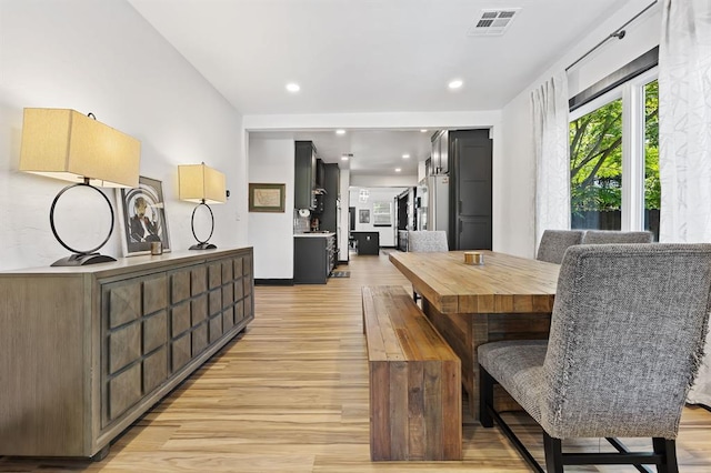 dining area featuring light hardwood / wood-style floors