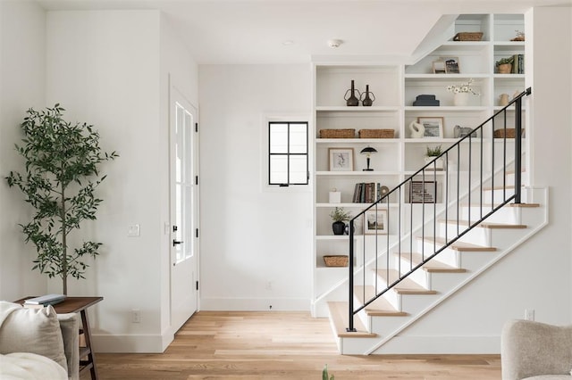 entryway with light wood-type flooring