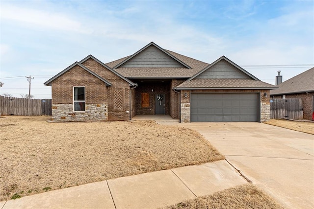 single story home with a garage