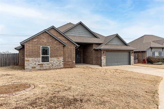 view of front of property with a garage