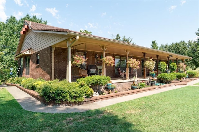 back of house featuring a yard