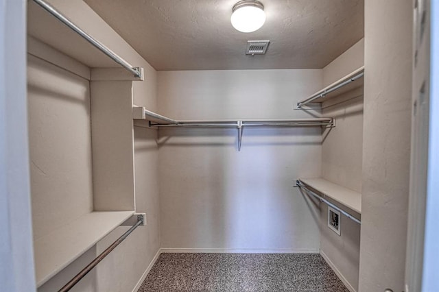 spacious closet with carpet