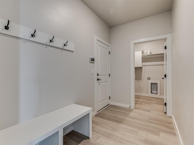 mudroom featuring light hardwood / wood-style flooring