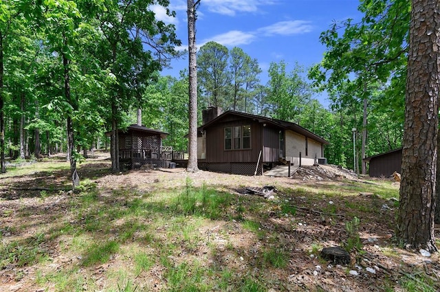 view of yard with a deck