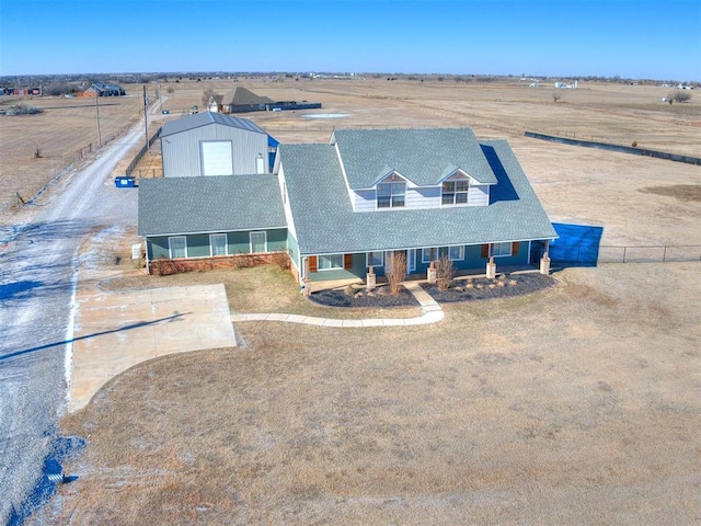 aerial view featuring a rural view