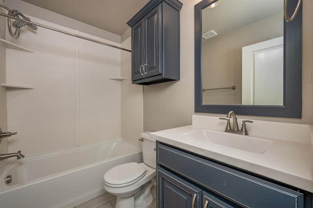 full bathroom with vanity, toilet, and tub / shower combination