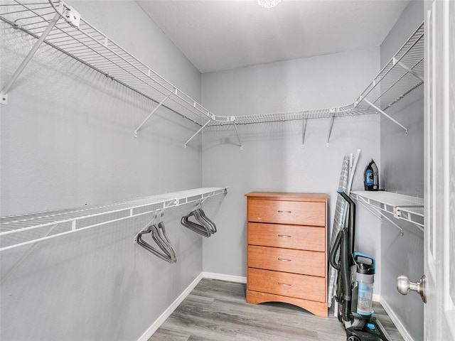 walk in closet featuring hardwood / wood-style floors