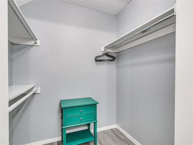 spacious closet featuring light hardwood / wood-style flooring