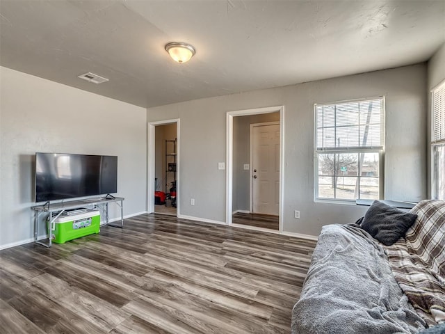 living room with hardwood / wood-style flooring