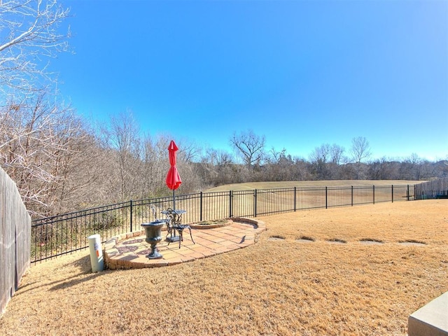 view of yard featuring a patio and a rural view