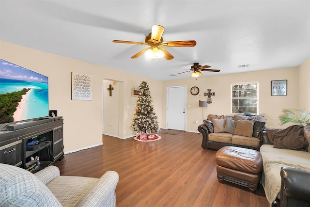 living room featuring hardwood / wood-style floors