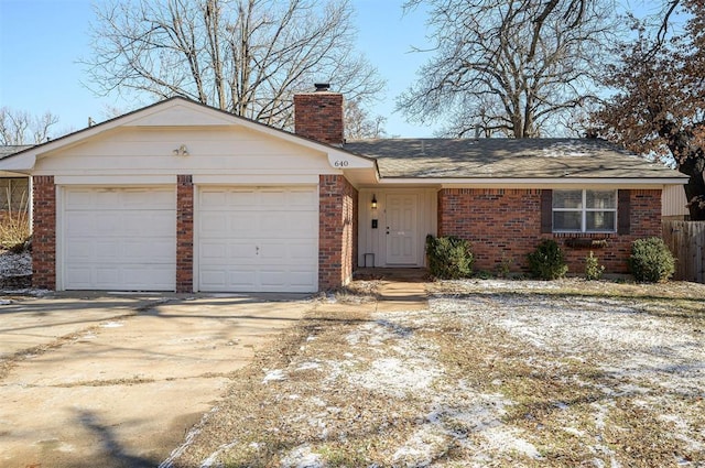 single story home with a garage