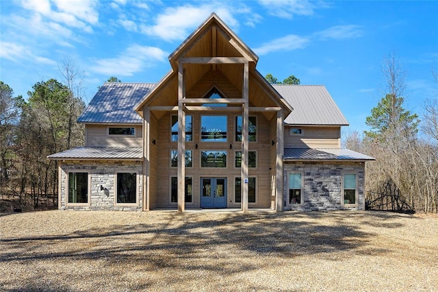 back of property with french doors