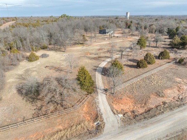 aerial view with a rural view