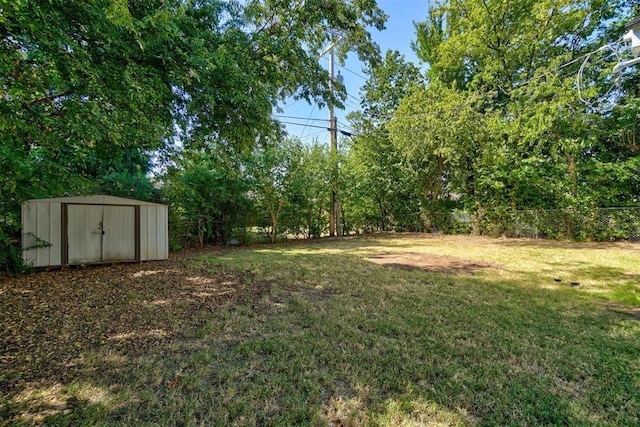 view of yard with a shed