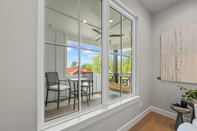 interior space with hardwood / wood-style floors