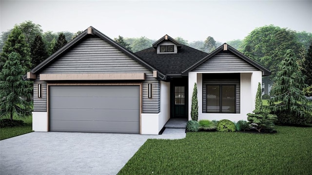 view of front facade with a garage and a front yard