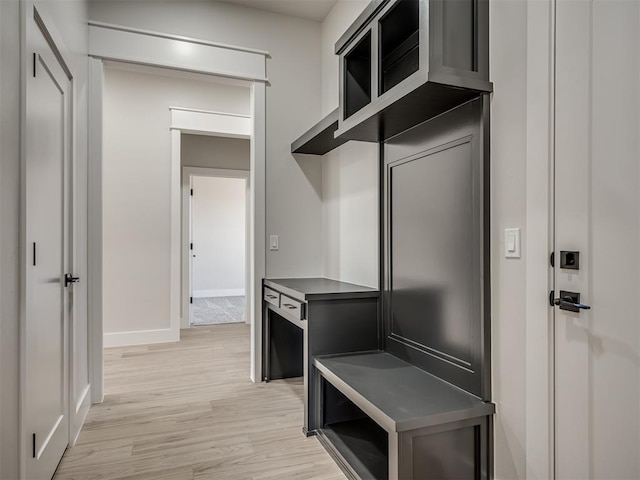 mudroom featuring light hardwood / wood-style flooring