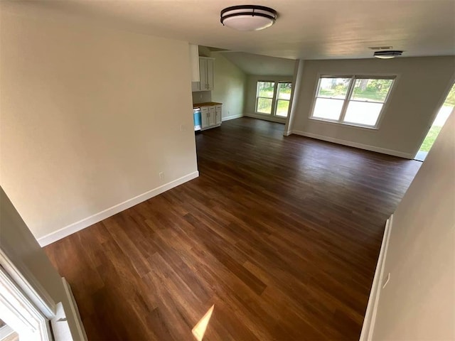 unfurnished living room featuring dark hardwood / wood-style floors