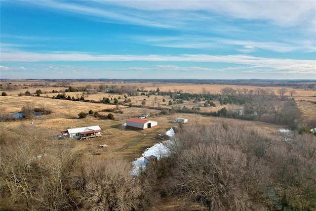 drone / aerial view with a rural view