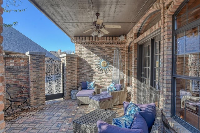 344 Millbrook Dr, Norman, OK 73072 - view of patio / terrace featuring outdoor lounge area and ceiling fan