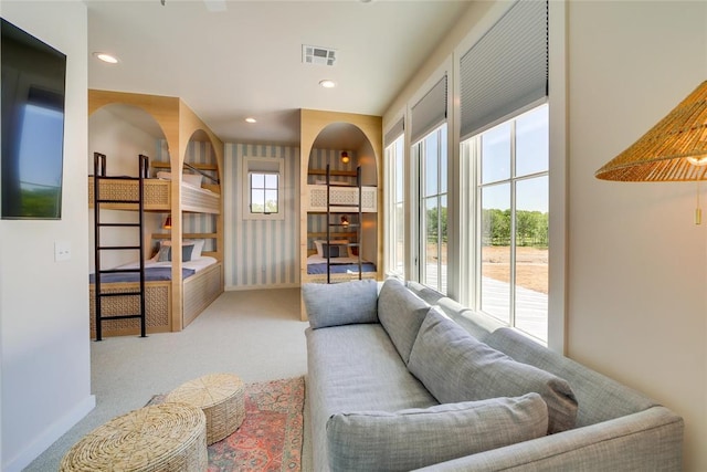 living room with carpet floors