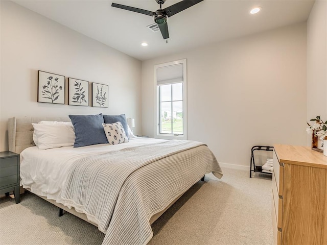 56 Center Ln, Carlton Landing, OK 2023 - bedroom featuring carpet flooring, recessed lighting, and a ceiling fan