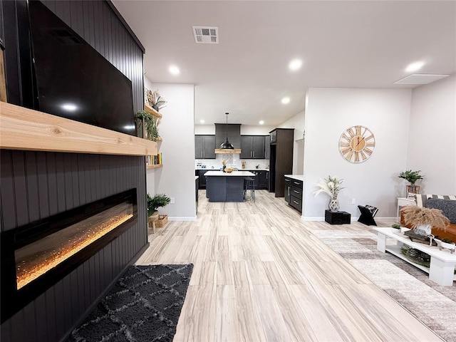 living room featuring light hardwood / wood-style flooring