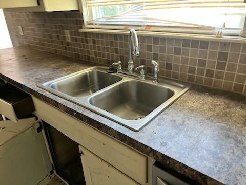 kitchen featuring tasteful backsplash and sink