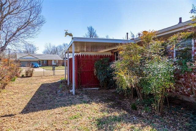 view of yard featuring fence